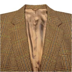 Bespoke Ermenegildo Zegna Sport Coat (46L) Wool Cashmere Mustard Glen Plaid
